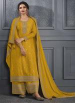 Dola Silk Mustard Wedding Wear Embroidery Work Plazzo Suit